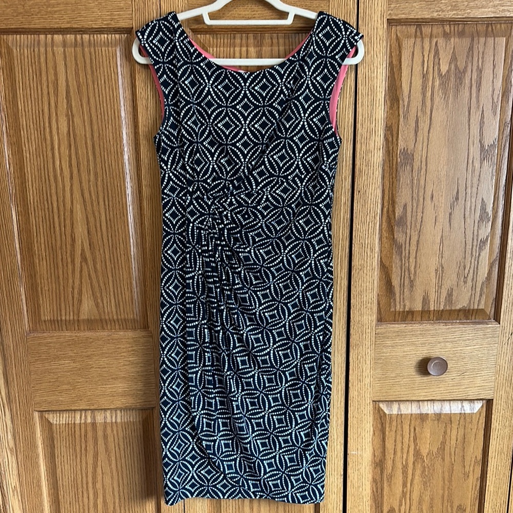 Blue and White Sheath Midi Dress